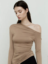 Women's Basic Irregular Off-Shoulder Design Long Sleeve Top, Autumn